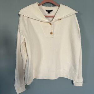 Banana Republic Cream Hoodie with Button Accents